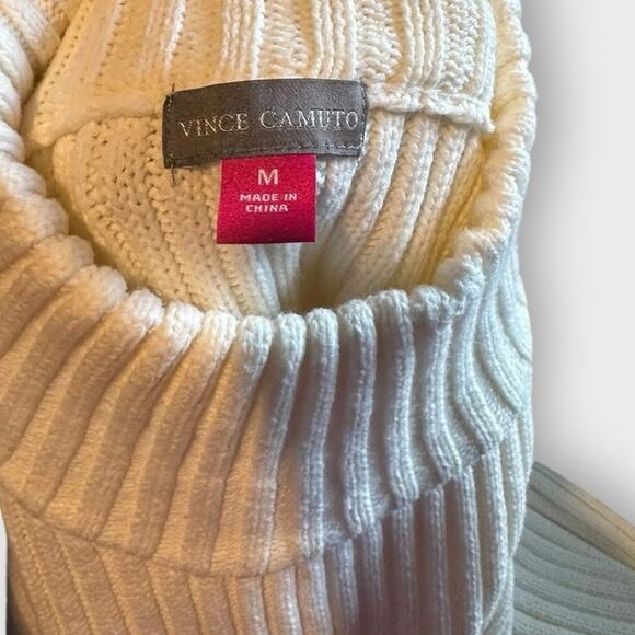 Vince Camuto Cream Reversed
Ribbed Sweater mock turtle neck Womens Medium - Picture 4 of 5